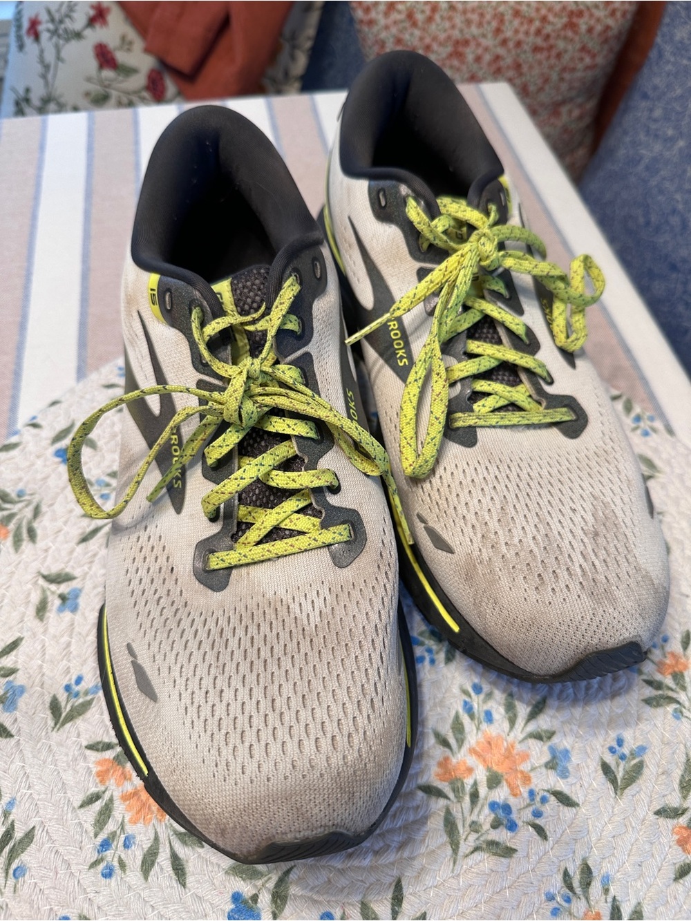 Brooks Men’s Athletic Shoes - Light Gray and Neon Yellow